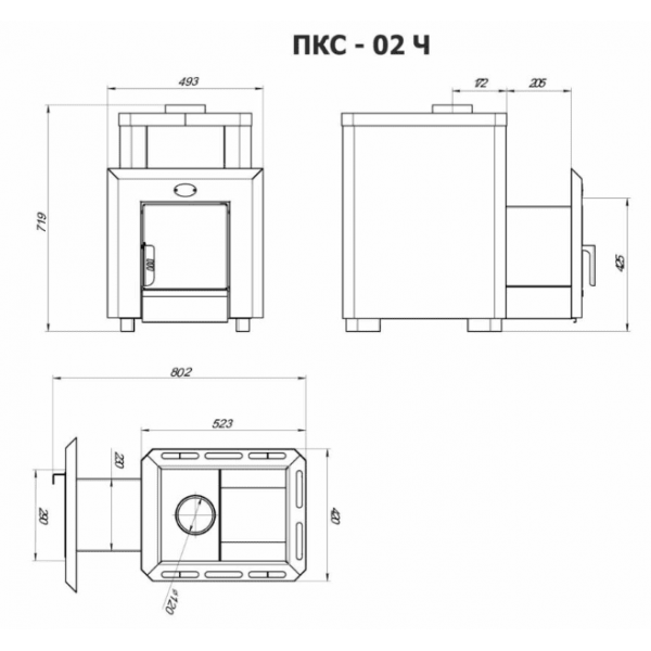 Піч для бані та сауни Новаслав ПКС - 02 (модель Ч)