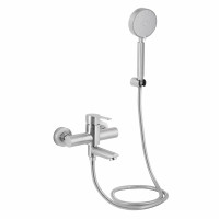 Смеситель для ванны Brinex Pure 006 с поворотным изливом (с душевым гарнитуром) Nickel BRIPUR006NKL