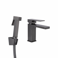 Смеситель для раковины Qtap Gemini (с гигиеническим душем) QTGEM272GMB45692 Gunmetal Black PVD