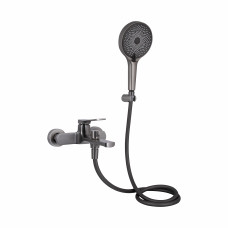 Смеситель для ванны Qtap Slavonice (c душевым гарнитуром) QTSLV259GMB48035 Gunmetal Black PVD