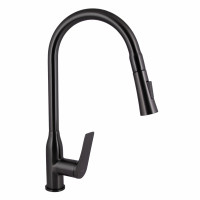 Смеситель для кухни Qtap Vlasta New с выдвижным изливом QTVLA344GMB45647 Gunmetal Black PVD