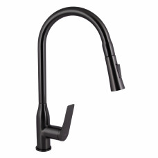 Смеситель для кухни Qtap Vlasta New с выдвижным изливом QTVLA344GMB45647 Gunmetal Black PVD