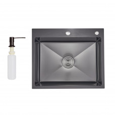 Lidz Handmade H6050HB Мойка для кухни интегрированная Decor Black PVD Honeycomb 2,5/0,5 мм LDH6050BDECPVD48371