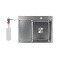 Мойка для кухни интегрированная Lidz Handmade H6350L крыло слева (LDH6350BRUL45588) Brushed Steel 3,0/1,0 мм