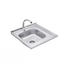 Набір кухонна мийка Kroner KRP Dekor - 6060L (0.6 мм) + змішувач для кухні Agua Leon - C032