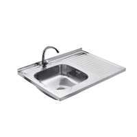 Набор кухонная мойка Kroner KRP Polierte - 6080L (0.6 мм) + смеситель для кухни Agua Leon - C032