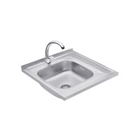 Набор кухонная мойка Kroner KRP Satin - 6060L (0.6 мм) + смеситель для кухни Agua Leon - C032