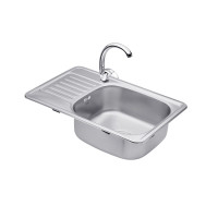 Набор кухонная мойка Kroner KRP Satin - 6642 (0.8мм) + смеситель для кухни Agua Leon - C032