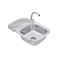 Набор кухонная мойка Kroner KRP Satin - 7549 (0.8мм) + смеситель для кухни Agua Leon - C032