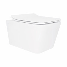 Унитаз подвесной Qtap Crow Rimless безободковый с сиденьем Soft-close QT05335170W
