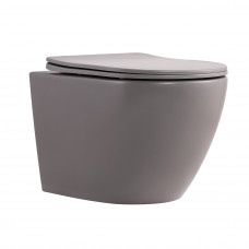 Унитаз подвесной Robin Ultra Quiet 490×365×325 мм, Stone Grey, с сиденьем Slim Duroplast / Soft-close / Quick Release QT13332381АSSG Qtap