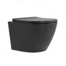 Унитаз подвесной Robin Ultra Quiet 490×365×325 мм, Anthracite, с сиденьем Slim Duroplast / Soft-close / Quick Release QT13332381АSAN Qtap