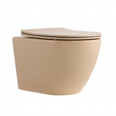 Унитаз подвесной Robin Ultra Quiet 490×365×325 мм, Beige, с сиденьем Slim Duroplast / Soft-close / Quick Release QT13332381АSSB Qtap
