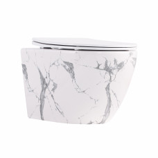 Унитаз подвесной Robin Ultra Quiet 490×365×325 мм, Marble, с сиденьем Slim Duroplast / Soft-close / Quick Release QT13332381АSMR Qtap