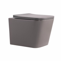 Унитаз подвесной Tern Ultra Quiet 490×365×325 мм, Stone Grey, с сиденьем Slim Duroplast / Soft-close / Quick Release QT17332303ASSG Qtap