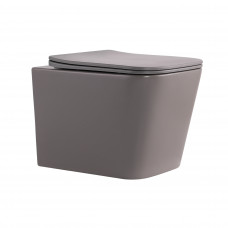 Унитаз подвесной Tern Ultra Quiet 490×365×325 мм, Stone Grey, с сиденьем Slim Duroplast / Soft-close / Quick Release QT17332303ASSG Qtap