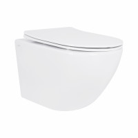 Унитаз подвесной Jay Rimless 485×360×320 мм, White, с сиденьем Slim Duroplast/ Soft-close/ Quick Relase QT07335177RW Qtap