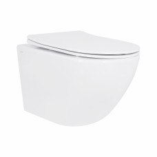Унитаз подвесной Jay Rimless 485×360×320 мм, White, с сиденьем Slim Duroplast/ Soft-close/ Quick Relase QT07335177RW Qtap