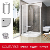 Душова кабіна Ravak Pivot PSKK3-90 (піддон VERONA 90 ST + сифон Basic 90) біла Transparent