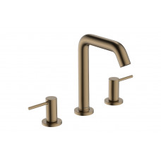 Смеситель для умывальника Hansgrohe Tecturis S 150 Ecosmart+ push open для умывальника на 3 отверстия, бронзовый (73330140)