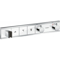 Змішувач для душу Hansgrohe Термостат прихованого монтажу RainSelect на 3 клавіші, скло, хром/білий (15356400)