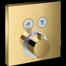 Змішувач для душу Hansgrohe Термостат прихованого монтажу ShowerSelect на 2 клавіші, золотий (15763990)