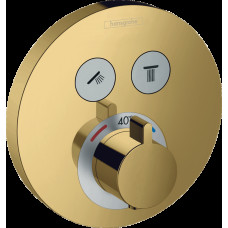 Змішувач для душу Hansgrohe Термостат прихованого монтажу ShowerSelect S на 2 клавіші, золотий (15743990)