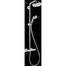 Душевая система Hansgrohe Croma Air 220 1jet Showerpipe EcoSmart с термостатом и поворотным держателем 400мм, хром (27188000)