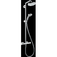 Душова система Hansgrohe Croma Air 220 1jet Showerpipe з термостатом та поворотним тримачем 400м, хром (27185000)