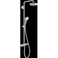 Душова система Hansgrohe Croma Select E 180 2jet Showerpipe EcoSmart, 9 л/хв, з термостатом, хром/білий (27257400)