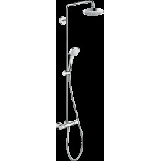 Душевая система Hansgrohe Croma Select E 180 2jet Showerpipe EcoSmart, 9 л/мин, с термостатом, хром/белый (27257400)