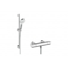 Душевая система Hansgrohe Комплект: душевой набор Crometta Vario 0,65 и термостат Ecostat 1001CL, хром/белый (27812400)