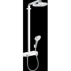 Душевая система Hansgrohe Raindance Select E 300 2jet ST с термостатом, Showerpipe EcoSmart, 9 л/мин, хром/белый (27283400)