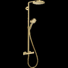 Душевая система Hansgrohe Raindance S 240 Showerpipe PowderRain 1jetP с термостатом Polished Gold Op, золотой (27633990)