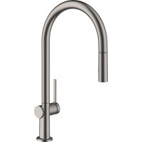 Змішувач Hansgrohe Talis M54 210 2jet кухонний з витяжним виливом, чорний хром шліфований (72800340)