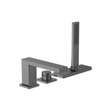 Смеситель Hansgrohe Tecturis E встроенный на край ванны 3 отверстия с sBox, черный хром шлифованный (73443340)