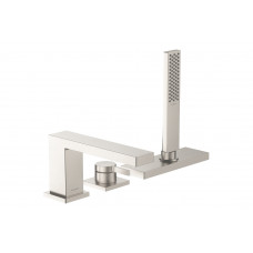 Смеситель Hansgrohe Tecturis E врезной на край ванны 3 отверстия с sBox, нержавеющая сталь (73443800)
