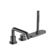 Смеситель Hansgrohe Tecturis S врезной на край ванны 3 отверстия с sBox, черный хром шлифованный (73447340)