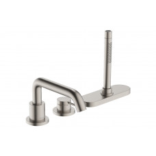 Смеситель Hansgrohe Tecturis S врезной на край ванны 3 отверстия с sBox, нержавеющая сталь (73447800)