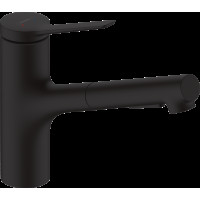 Смеситель Hansgrohe Zesis M33 150 2jet кухонный с выдвижным изливом sBox Lite, черный матовый (74803670)