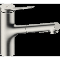 Змішувач Hansgrohe Zesis M33 150 2jet кухонний з витяжним виливом sBox Lite, нержавіюча сталь (74803800)