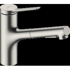 Смеситель Hansgrohe Zesis M33 150 2jet кухонный с вытяжным изливом, нержавеющая сталь (74800800)
