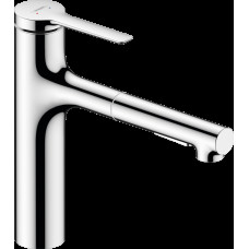 Смеситель Hansgrohe Zesis M33 160 2jet кухонный с выдвижным изливом sBox Lite, хром (74804000)