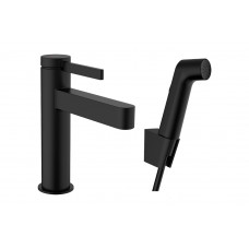 Смеситель Hansgrohe Finoris 100 для умывальника с гигиенической лейкой, черный матовый (76210670)