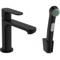 Смеситель Hansgrohe Rebris S 110 для умывальника с гигиенической лейкой, черный матовый (72215670)
