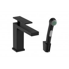 Смеситель Hansgrohe Tecturis E 110 для умывальника с гигиеническим душем, черный матовый (73210670)