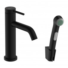 Смеситель Hansgrohe Tecturis S 110 для раковины с гигиенической лейкой, черный матовый (73211670)