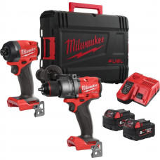 Шуруповерт Набор аккумуляторного инструмента Milwaukee M18 M18FPP2A3-502X шурупокрут-дриль M18 FPD3-0X гвинтоверт ударний M18 FID3-0X акб М18 1х5А·год ЗП M12-18FC TURBO кейс