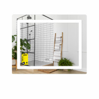 Дзеркало Lidz Kubis (KU2) 800х600 з годинником, з LED-підсвічуванням Touch, з антизапотіванням, з димером, рег. яскравості LDKU800600CL48281