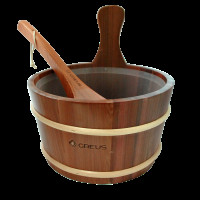 Комплект GREUS кедр (черпак + шайка 4 л с пластиковым вкладышем) для бани и сауны